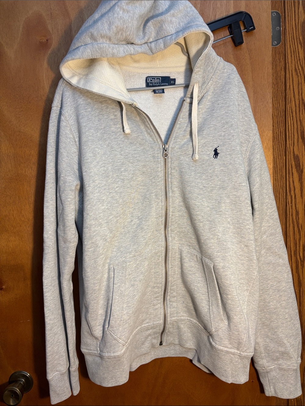 Polo by Ralph Lauren Light Heather Gray Full-Zip Hoodie with Navy Pony